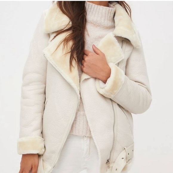 Zara Shearling Aviator Coat, Small - Picture 1 of 10